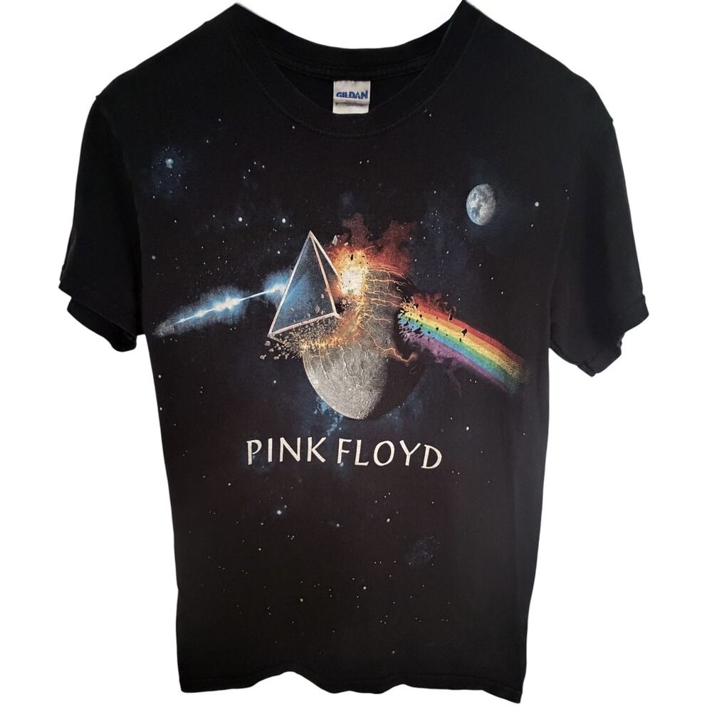 Pink Floyd Prism Moon Graphic T Shirt Black Mens S Gildan